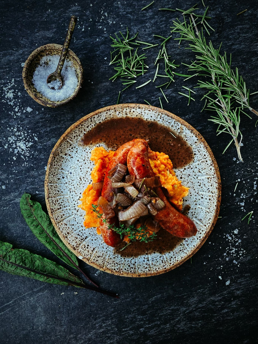 Bangers, Root Mash & Onion Gravy