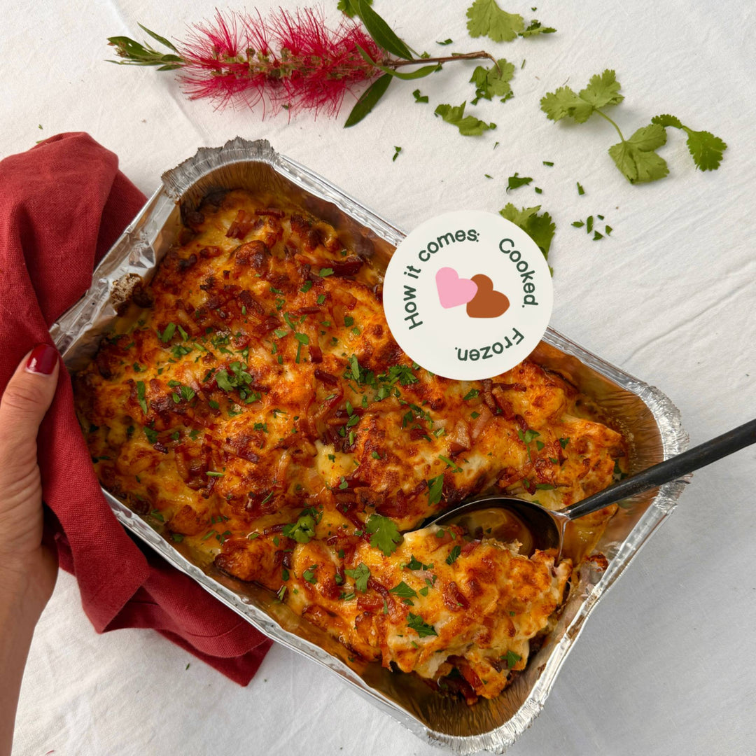 Christmas - Cauliflower Cheese with Crispy Pasture-Raised Bacon (serves 8)