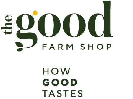 Logo of the Good Farm Shop with a tagline 'How Good Tastes' on a white background.